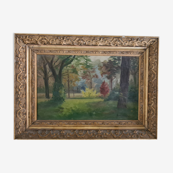 Old painting with gilded / vintage carved frame Frame dimensions: 43 x 31