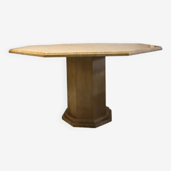 Octagonal Travertine Dining Table Circa 1980