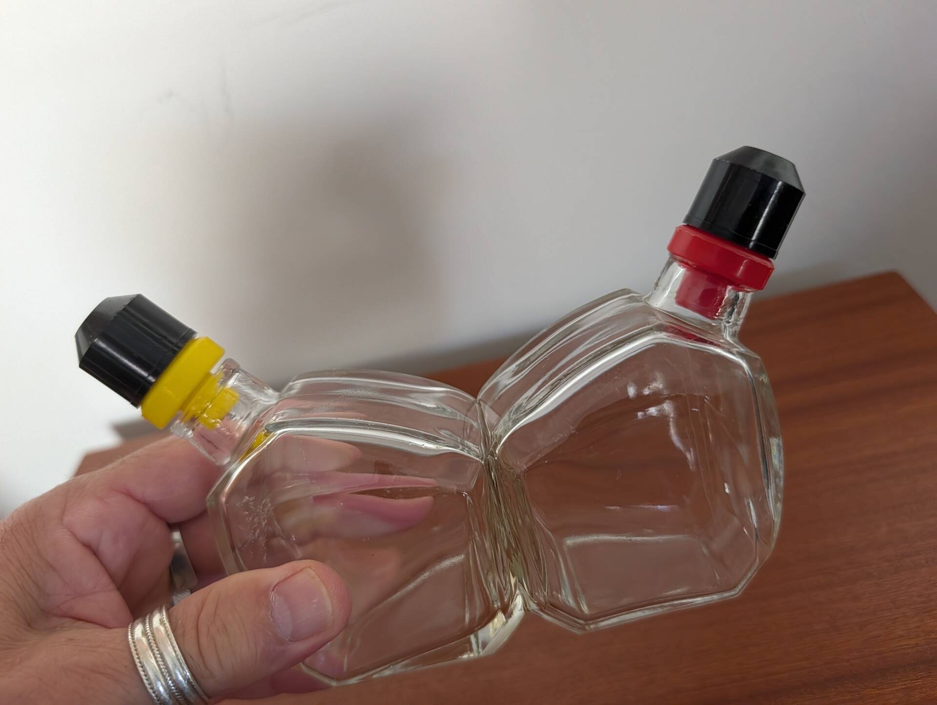 Oil and vinegar dispenser design in moulded glass – 1970s