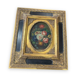 Huile sur panneau, peinture sur bois représentant un bouquet de fleurs