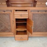 Buffet haut art and craft Art déco français en bois blond 1950 1960