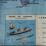 Map world map of the planisphere world MDI 1960