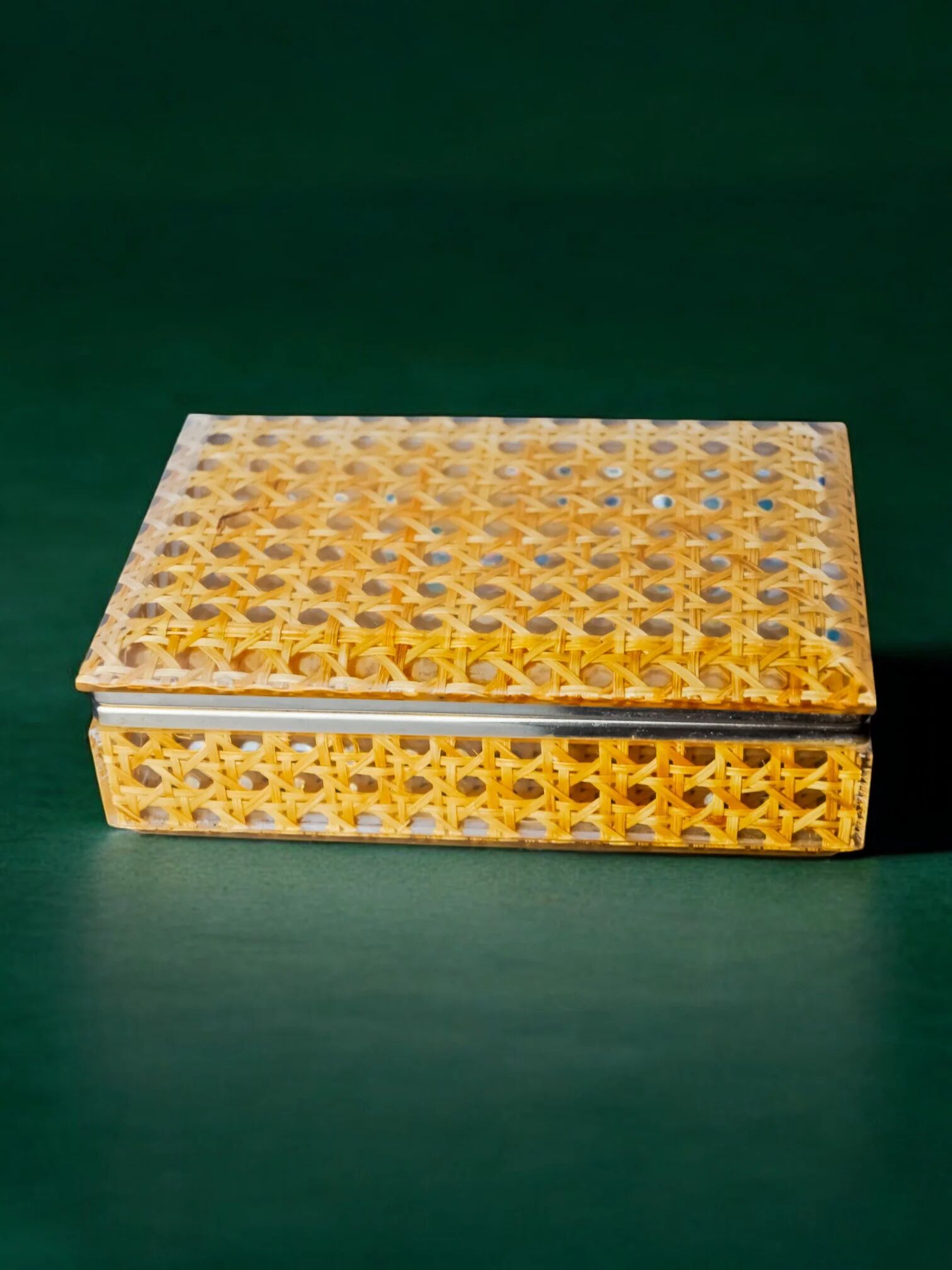 Lucite & rattan vanity box, Christian Dior style, circa 1970s