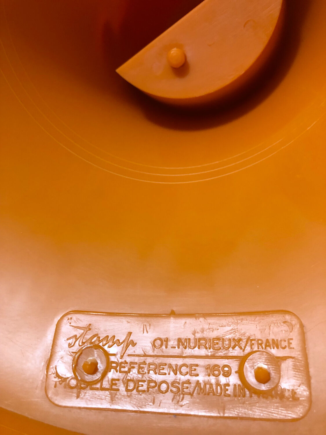 Vintage orange Tam Tam stool – Original stamp – 1970s