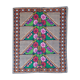 Brown wool rug with colorful boho flowers 142x196cm