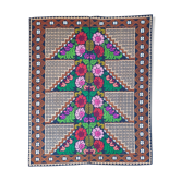 Brown wool rug with colorful boho flowers 142x196cm