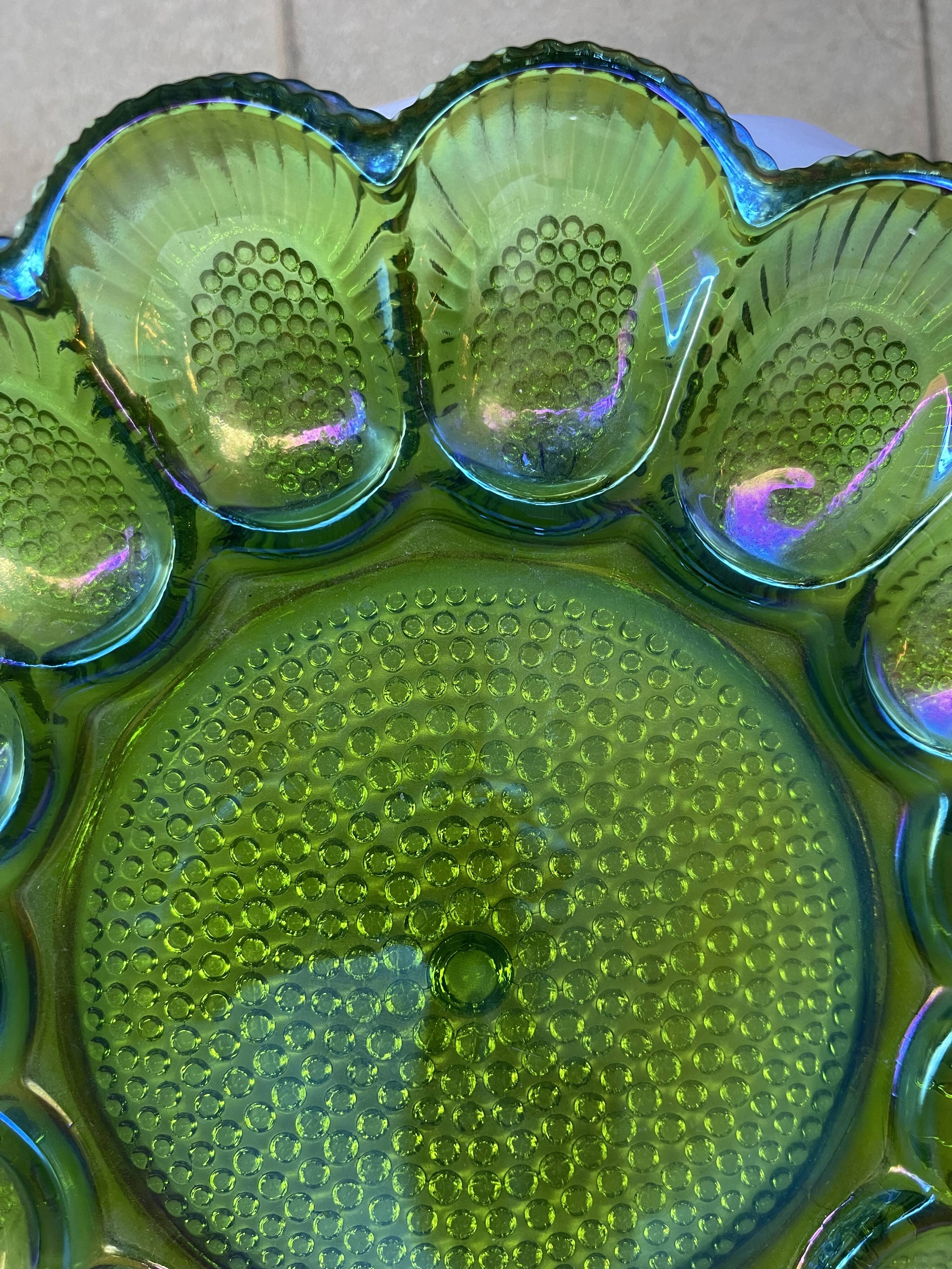 Presentation plate for stuffed eggs/oysters in studded glass