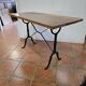 Ancienne table bistrot dessus chêne pied fonte , 118cms de L