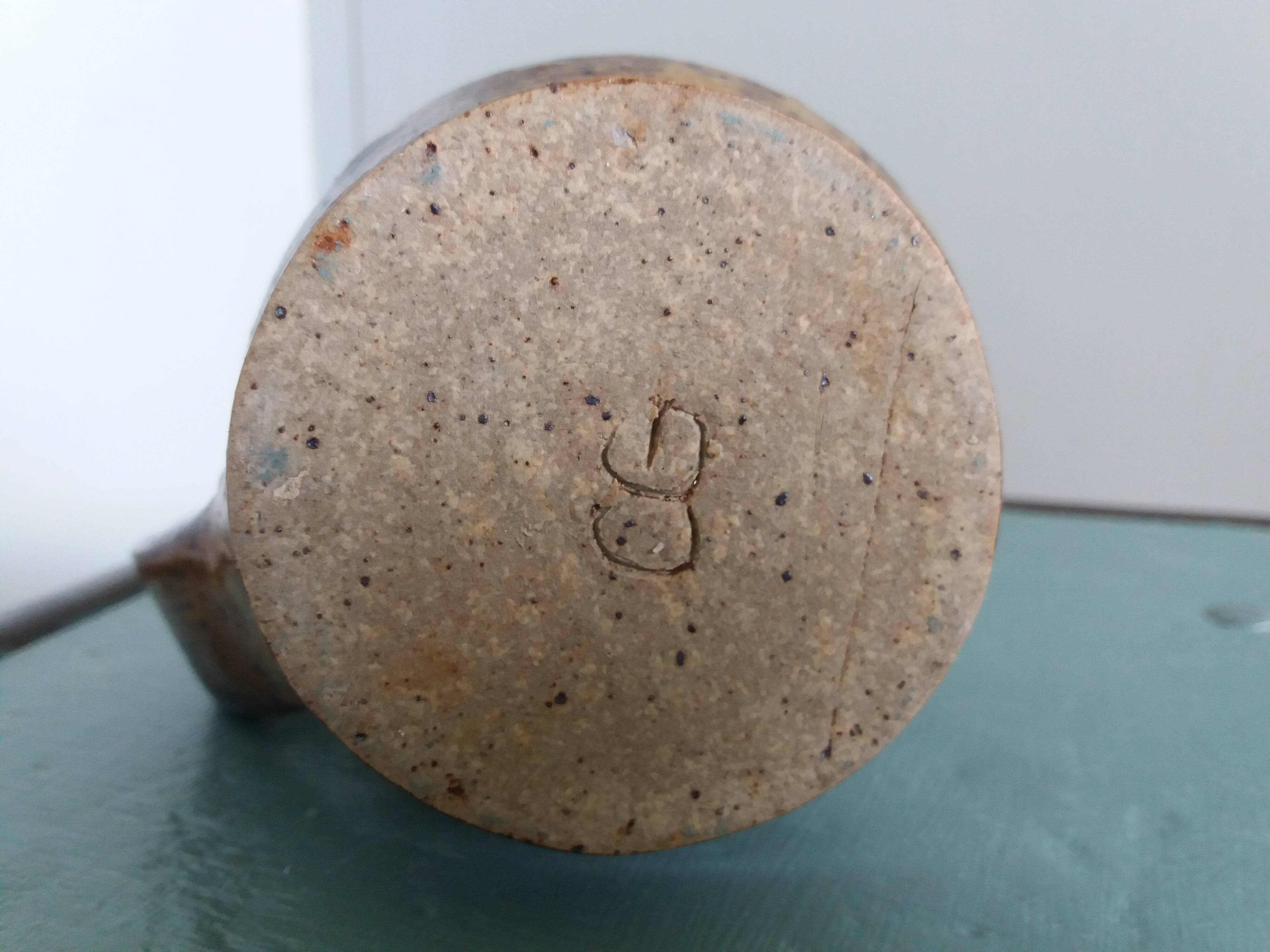 Stoneware pitcher signed cg