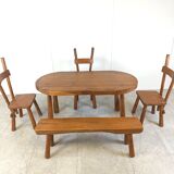Vintage brutalist dining set, 1960s
