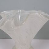 White Murano glass vase, Italy, mouth-blown vintage design