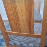 Set of 2 Brutalist chairs in oak and checkered fabric, Denmark, 1960