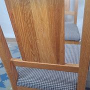 Set of 2 Brutalist chairs in oak and checkered fabric, Denmark, 1960