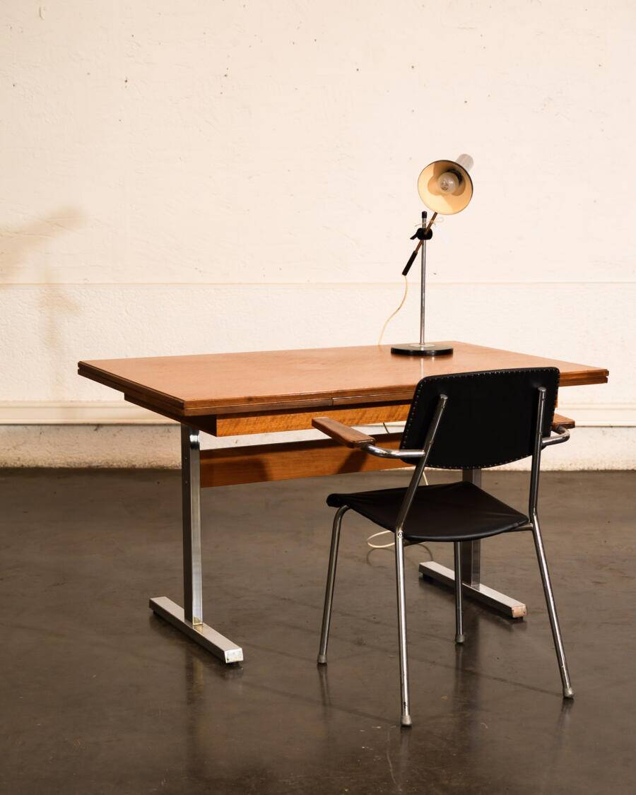 Extendable work table with chrome legs