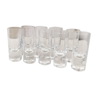 Suite of 9 glass liquor shot glasses