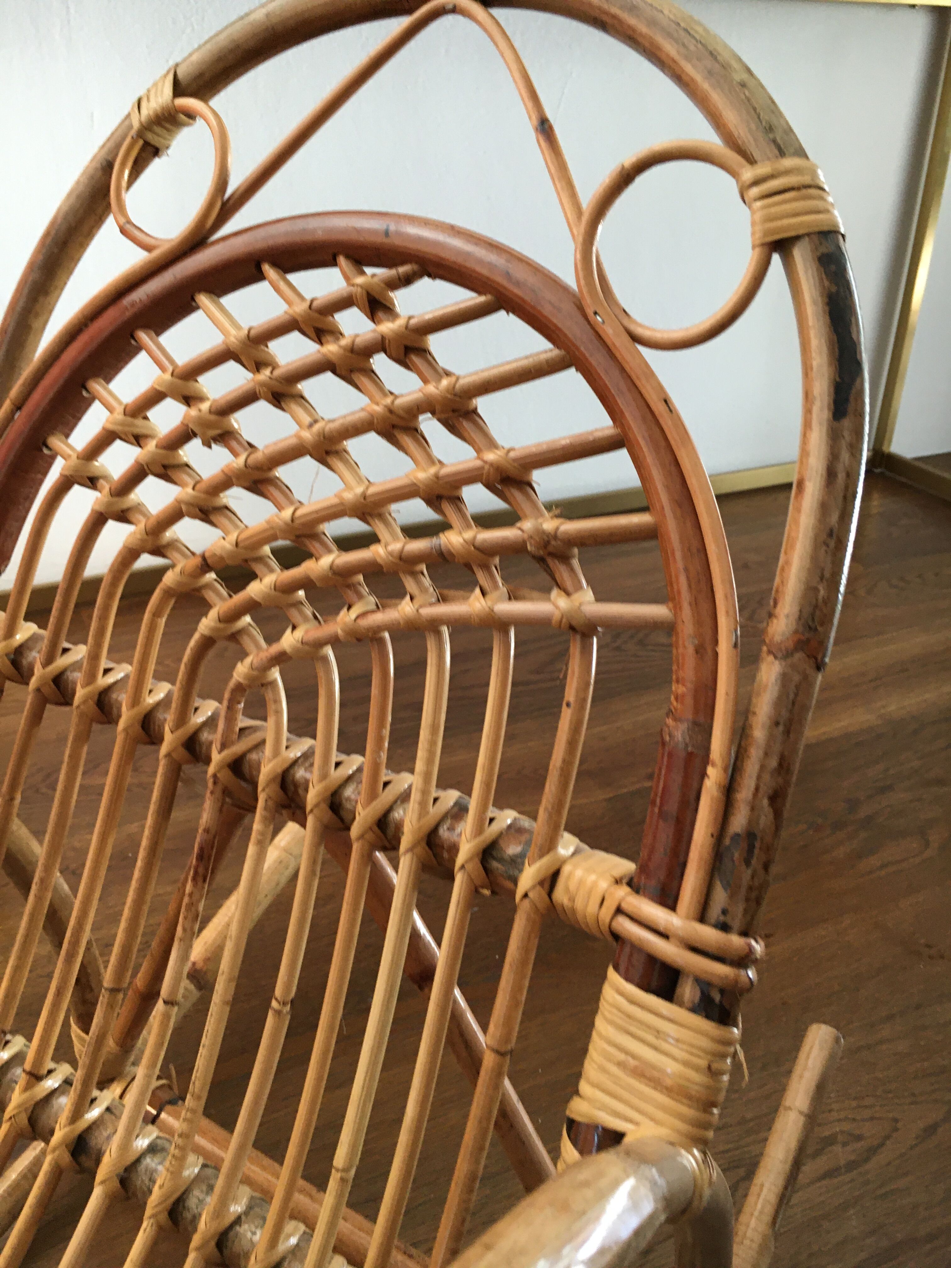 Rocking-chair child rattan with footrest