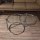 Round coffee table in glass and chrome 2 removable trays