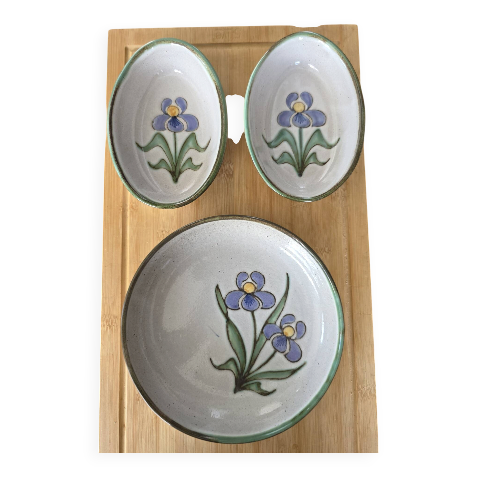 Lot 3 pièces céramique Natoli Vallauris – Décor Iris