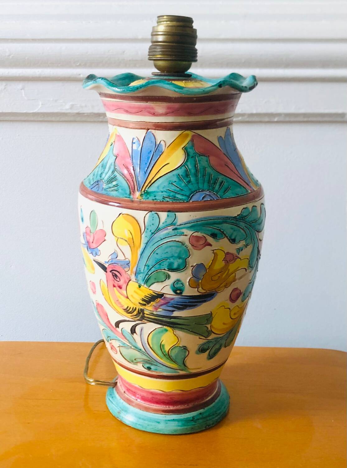 Majolica Italy ceramic lamp base