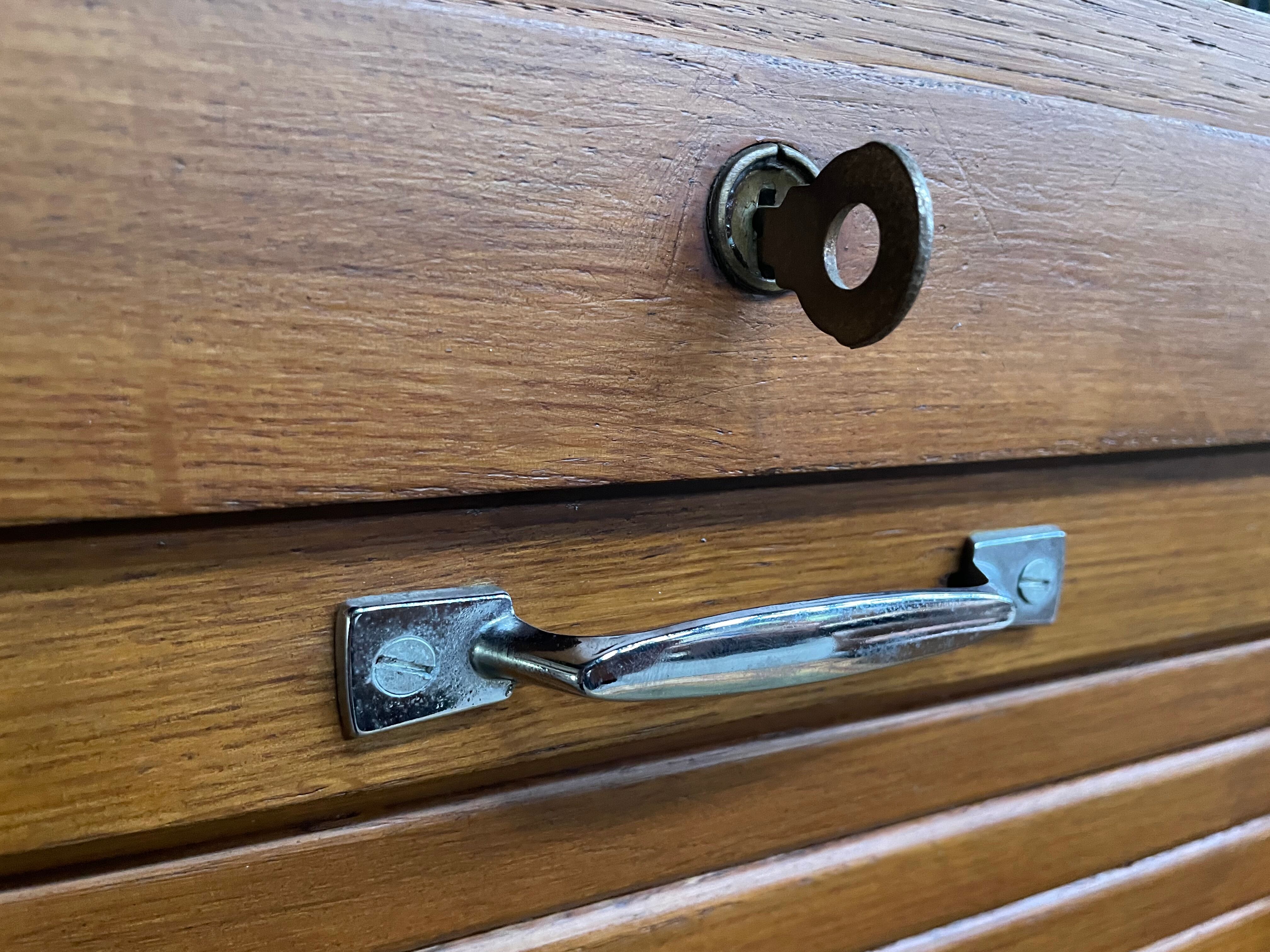 Triple notary filing cabinet in oak 1960
