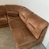 Old vintage modular corner sofa in designer velvet from the 70s/80s 4 elements