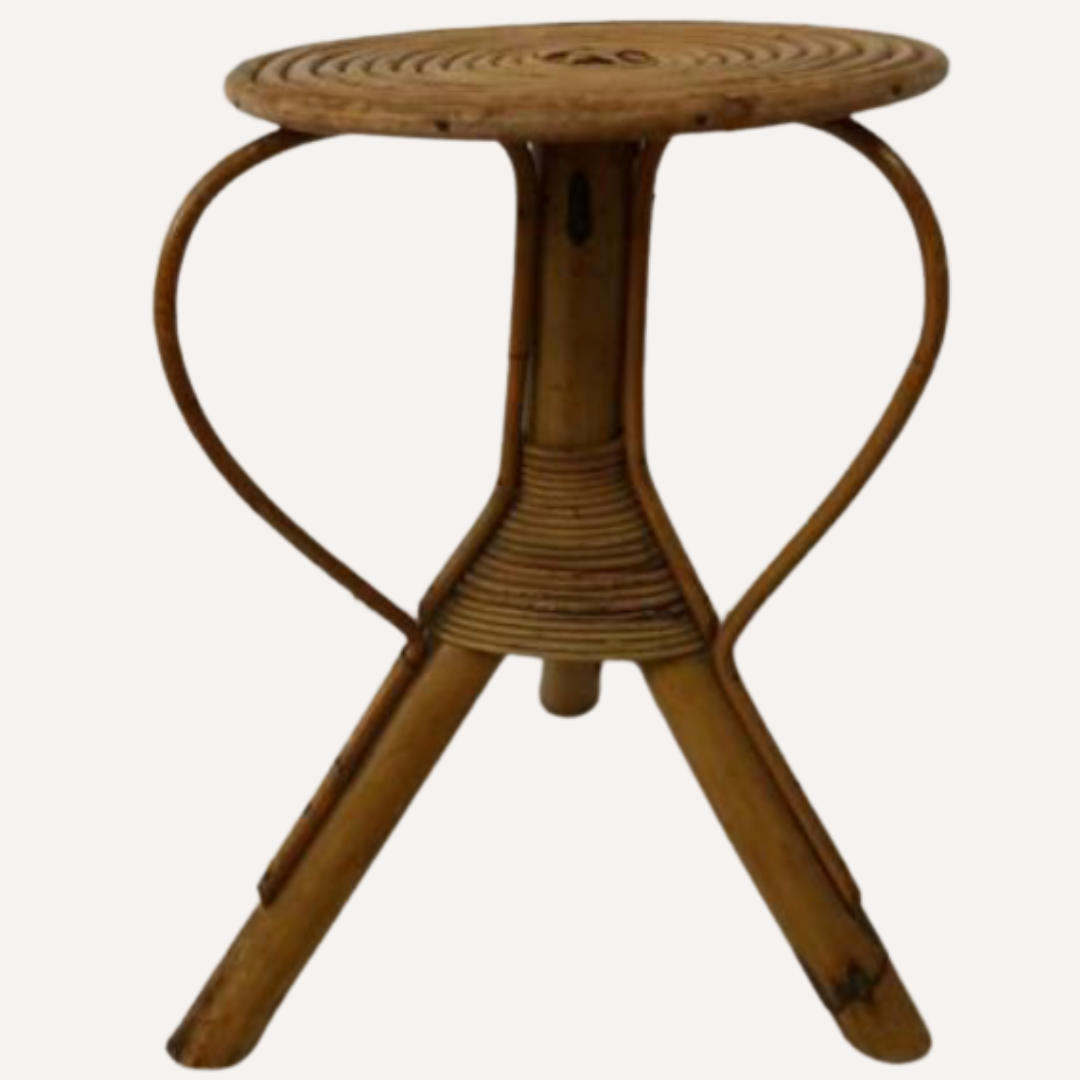 Table d’appoint en rotin et en bambou, vers les années 1970