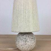 Art Deco ball lamp, white tense ceramic, wool lampshade