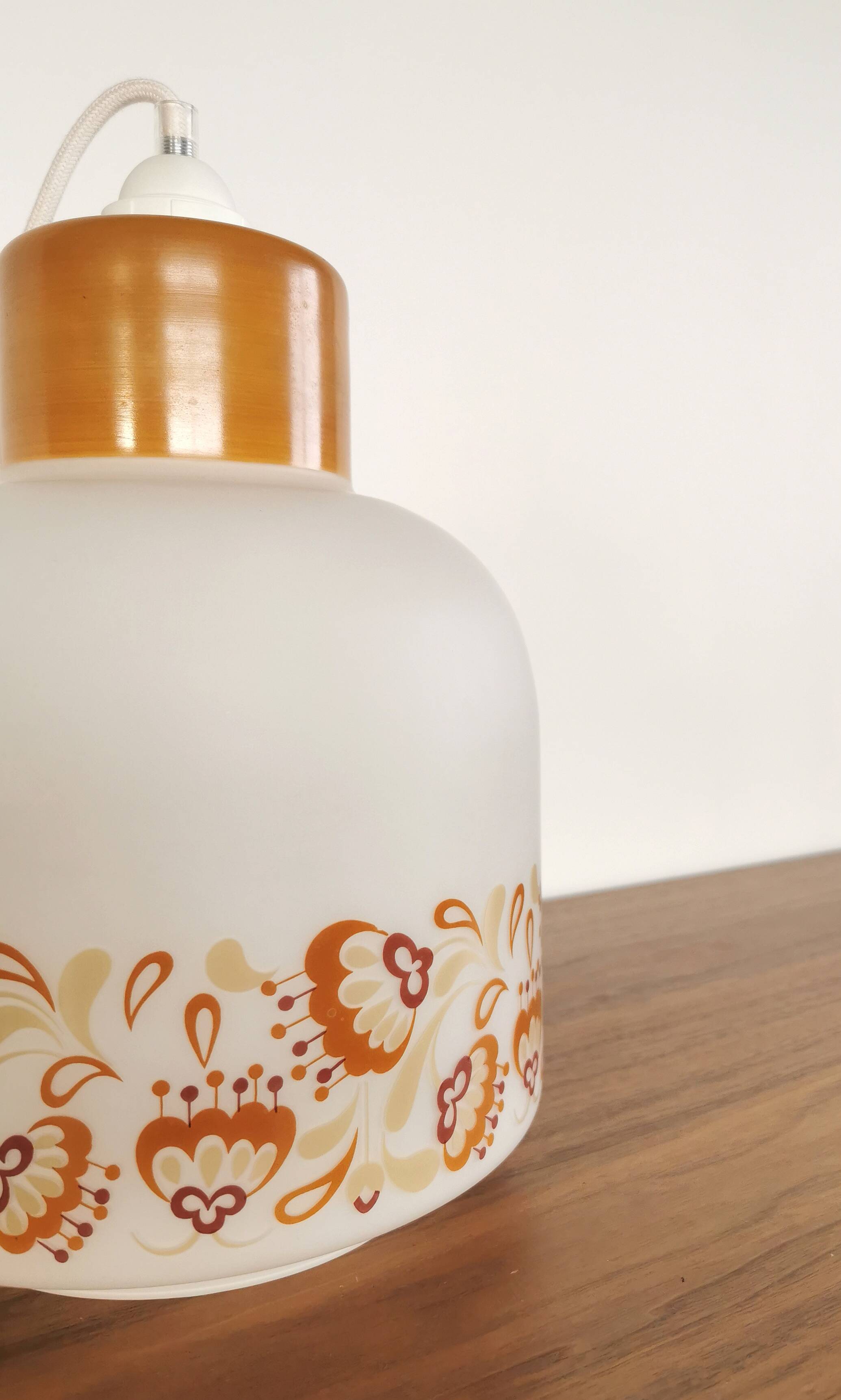 Vintage 70s opaline pendant lamp "Orangey white"