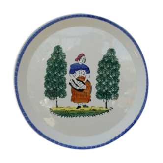 Dessert dish faience St Clément character décor