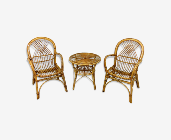 Rattan chairs & table, 1960’s