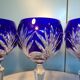 6 cut crystal cobalt blue wine glasses h=20cm