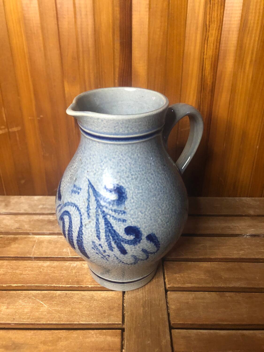Old Blue Ceramic Pitcher Vintage Blue Decor