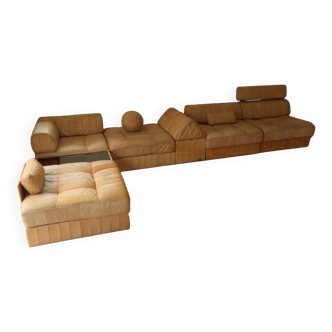 De Sede DS88 modular sofa in patchwork leather, 1970s