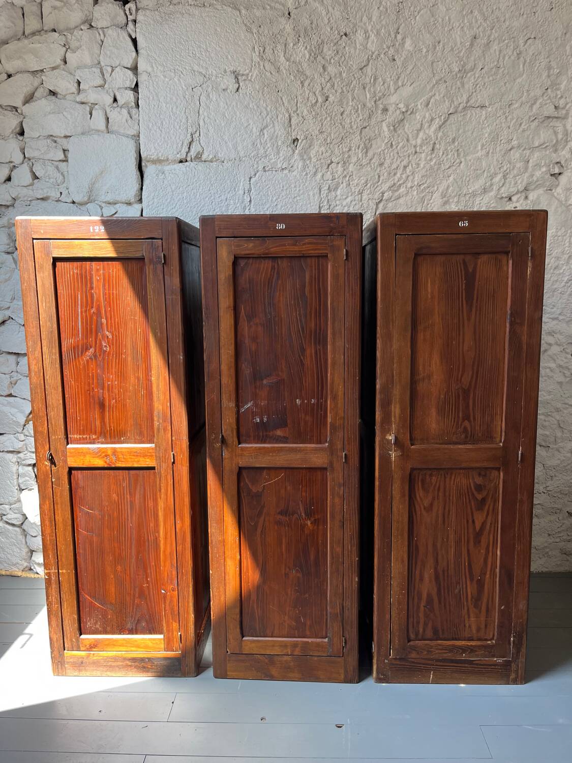 Old wooden school locker room
