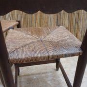 Pair of antique straw-seated farm chairs