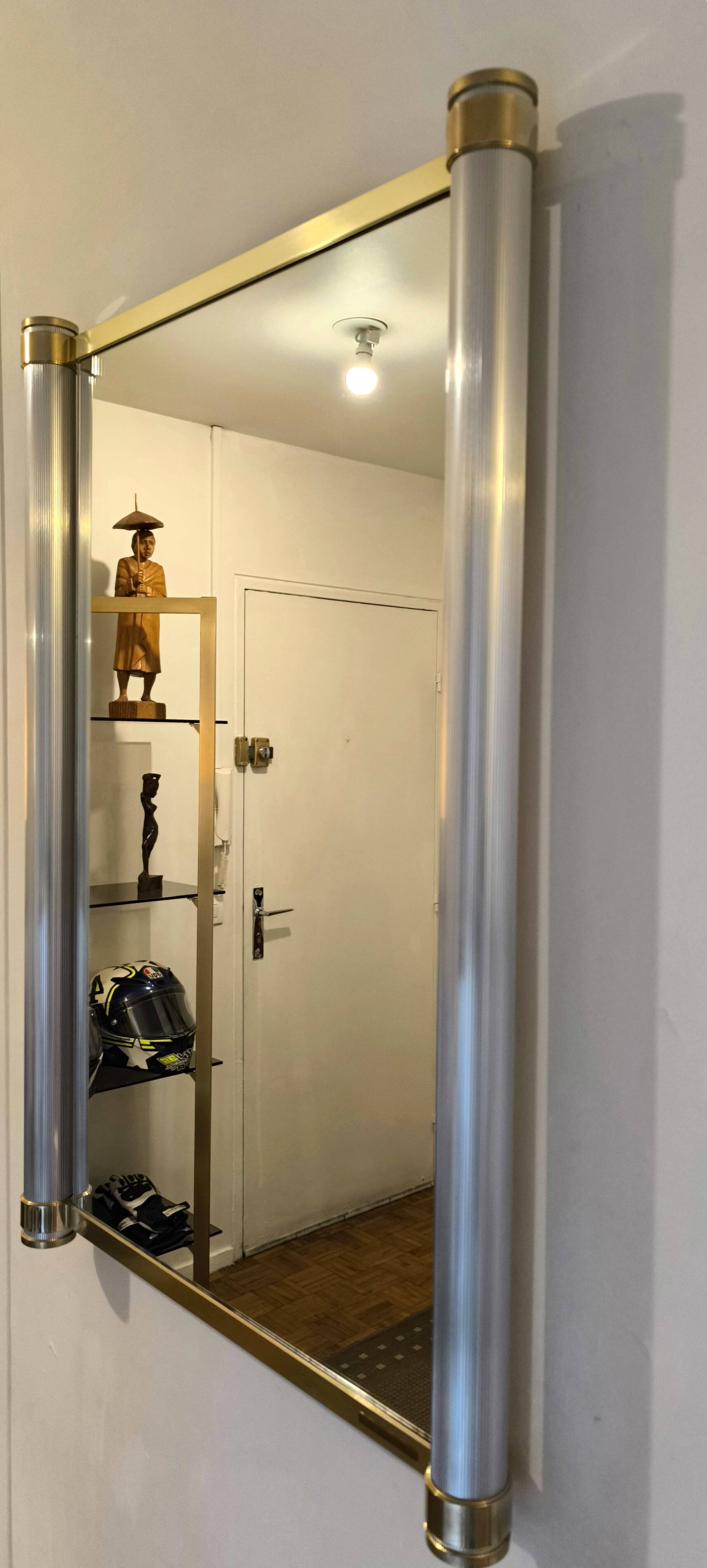 Very beautiful authentic mirror from the 1970s signed Pierre Vandel Paris.