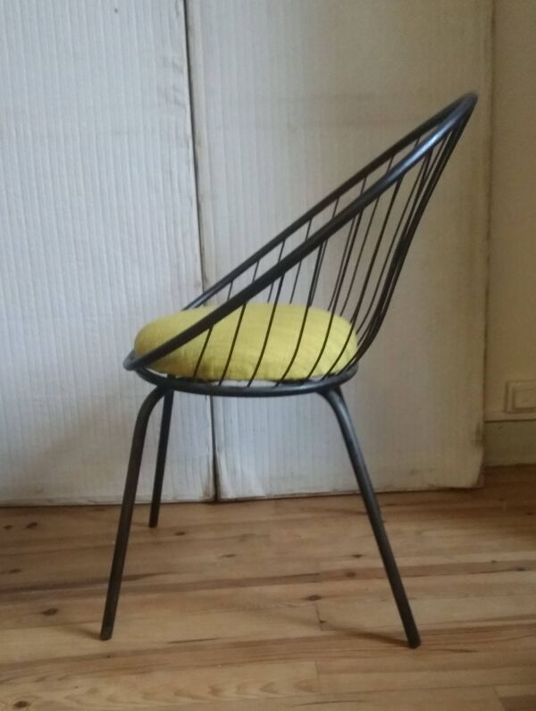 Fauteuil corbeille fer année 50