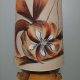 Lampe vintage en grès vernissé avec abat-jour peint à la main