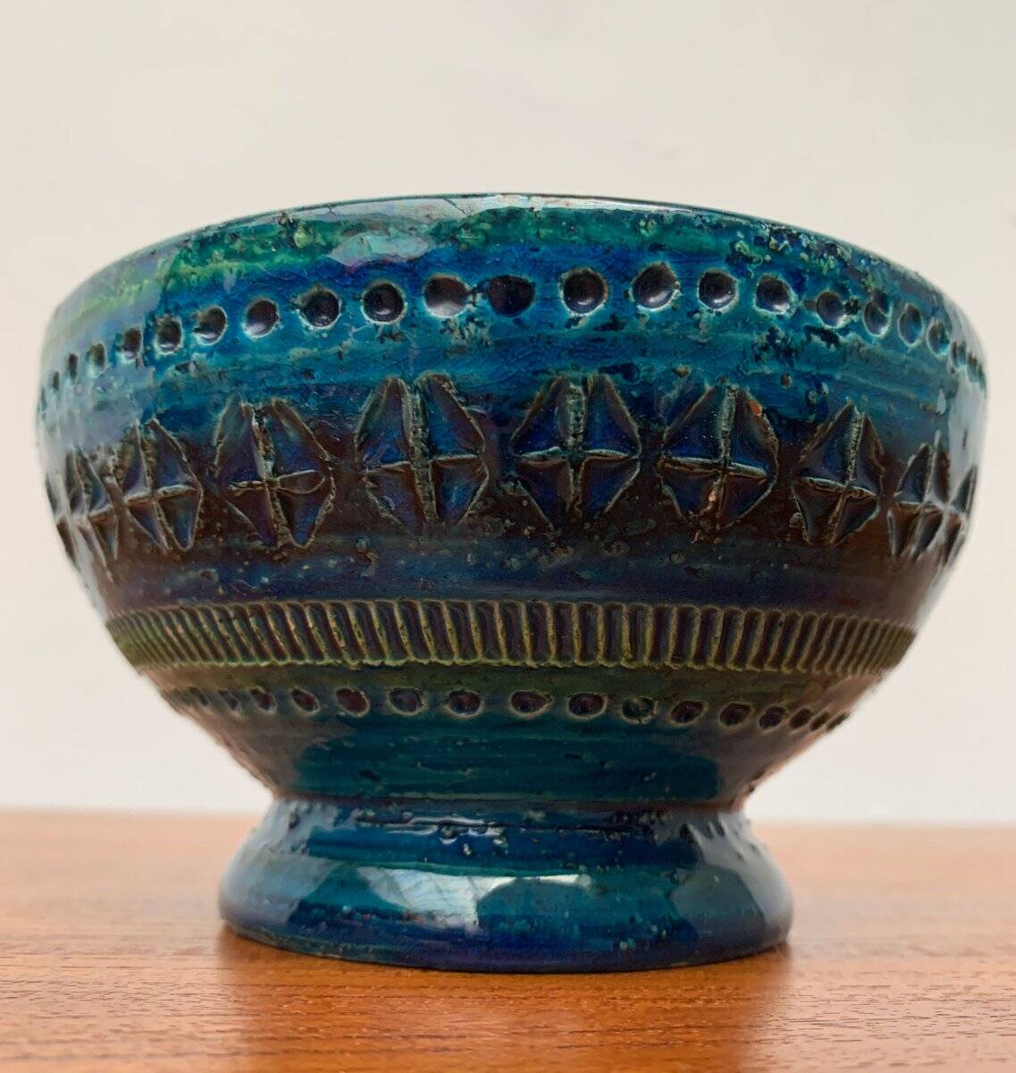 Rimini Blu pottery candlestick by Aldo Londi for Bitossi, Italy, 1960s.