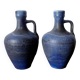 Pair of vintage blue ceramic jugs