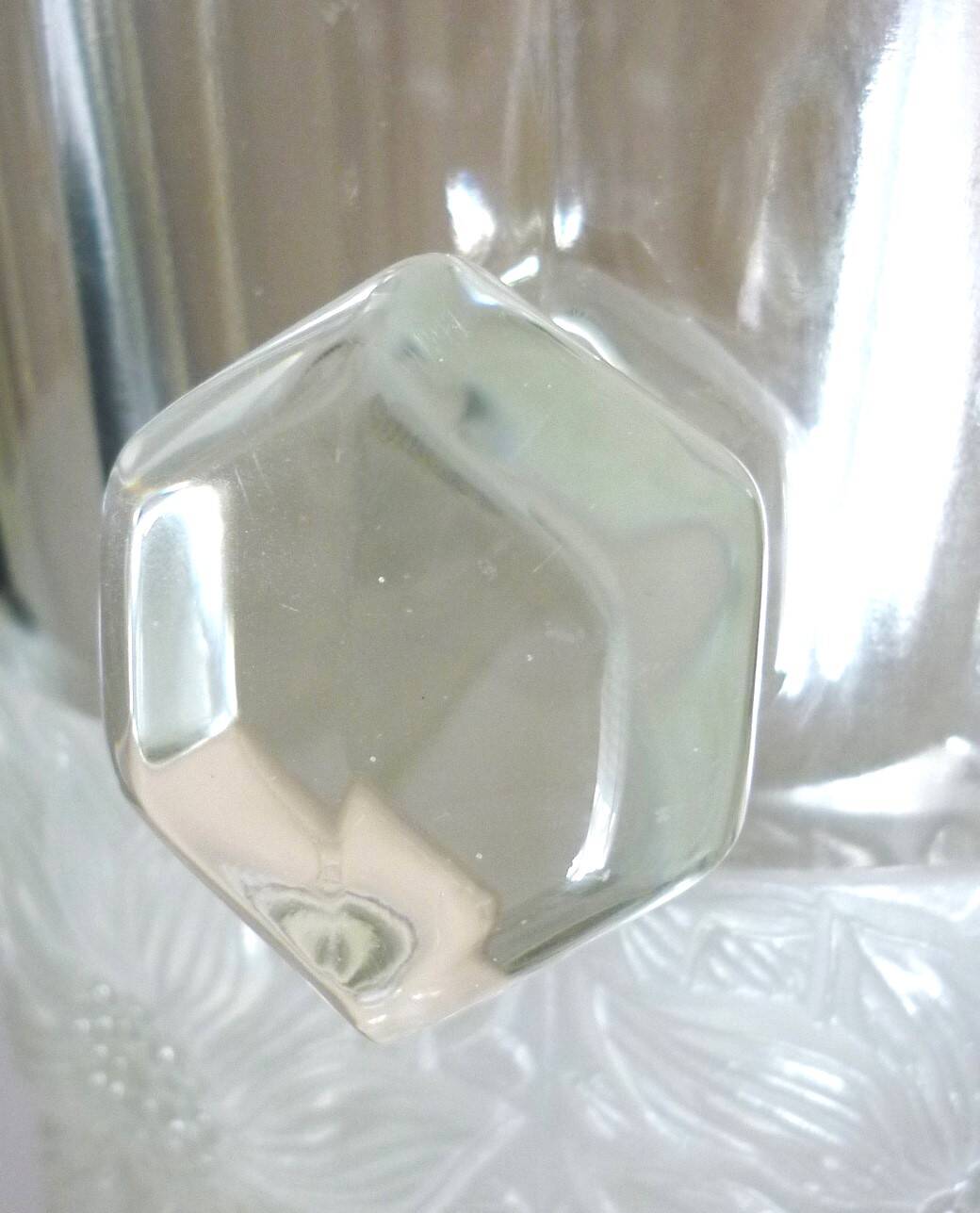 Champagne bucket, Art Deco style and period, thick, molded, frosted crystal