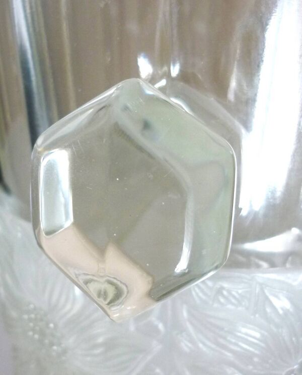 Seau à champagne, style et époque art déco, cristal épais, moulé, dépoli