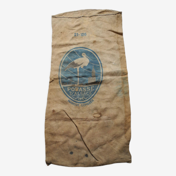 Old Alsace potash stork jute canvas bag