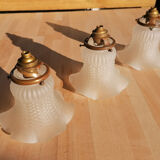 Set of 3 ancient tulip globes.