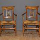 Pair of straw armchairs in cherry wood Directoire early XIX