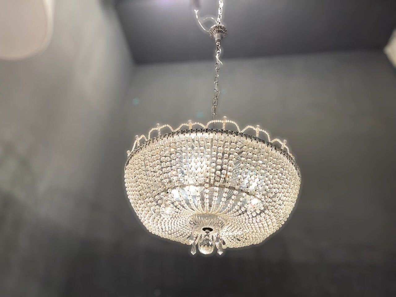 Italian Crystal Beaded Chandelier, 1960s
