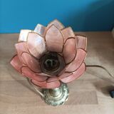 Bedside lamp flower petal pink mother-of-pearl bronze base brass dpm 0323112