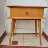 Vintage light wood bedside table