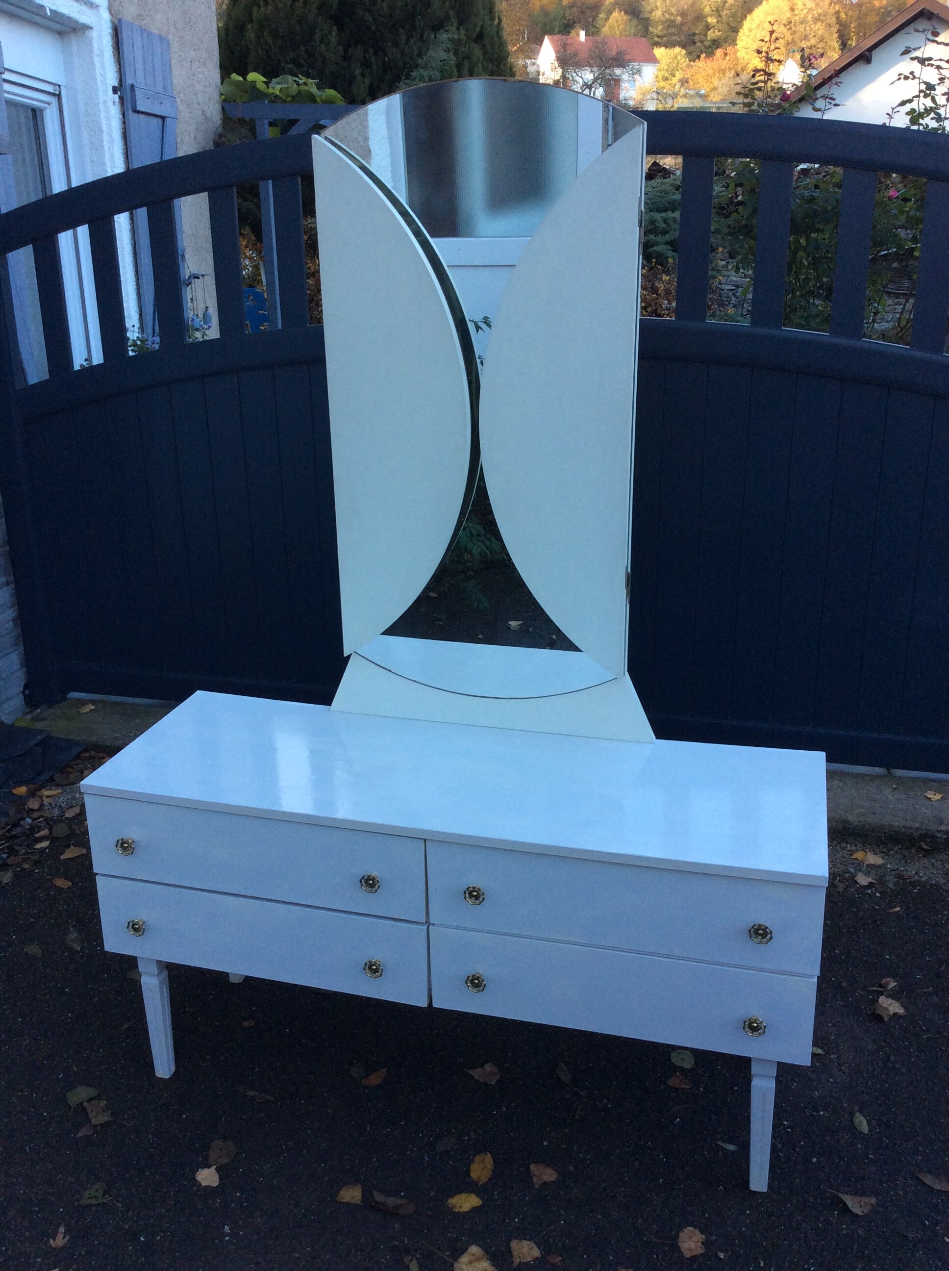 Dressing table mirror triptych 1970 vintage