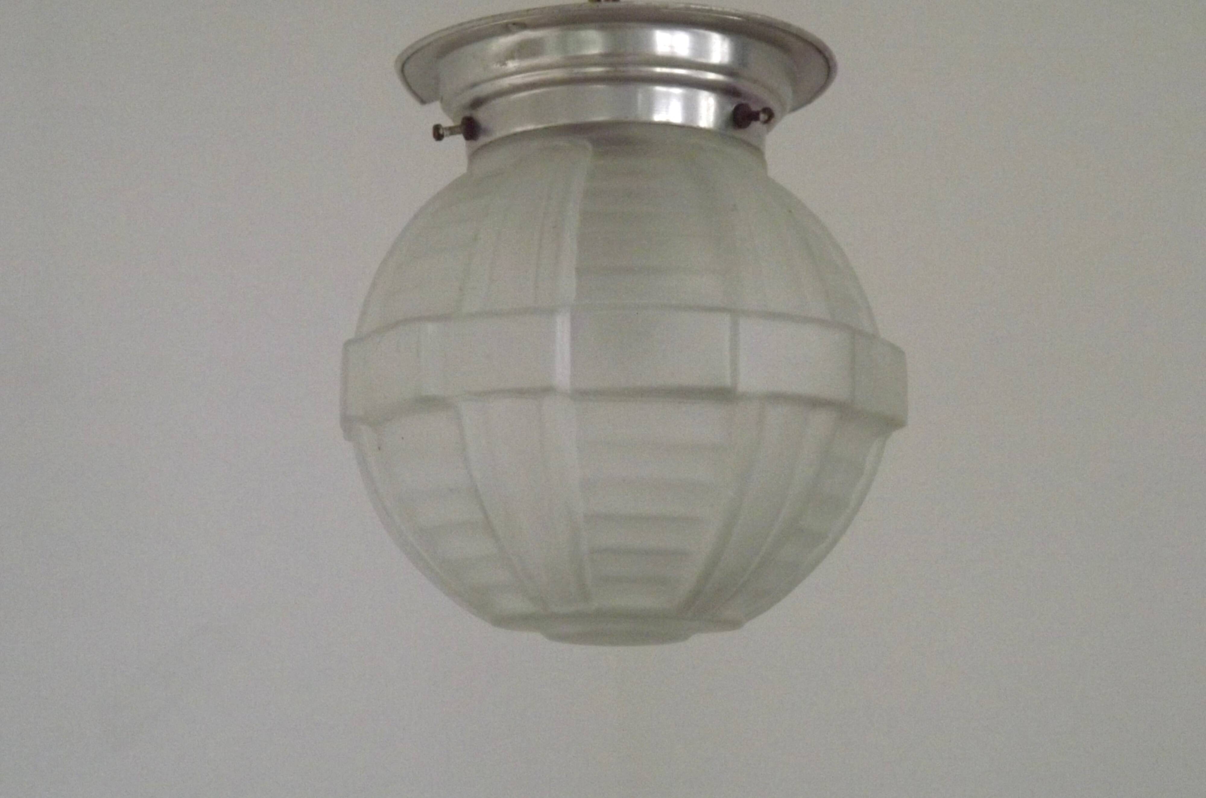 Art Deco ceiling light in glass and metal